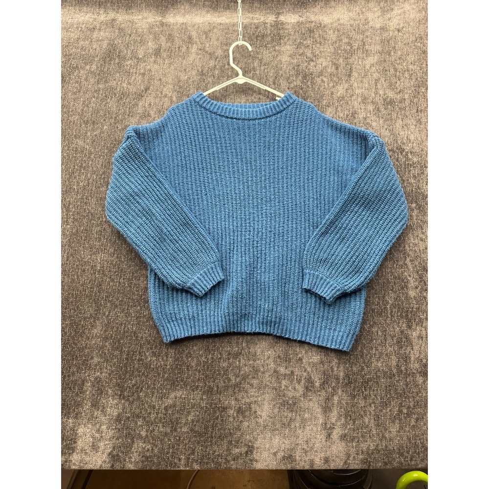 Pretty Garden Sweater Womens Medium‎ Blue Tight Knit Ribbed Loose Fit Warm Wear
